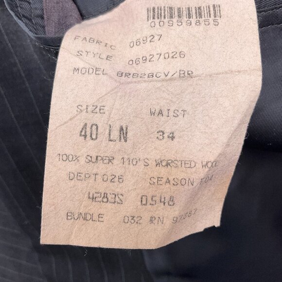 Brooks Brothers Blazer Men 40L Gray White Pinstripe Super 110s Wool VTG - Picture 12 of 14